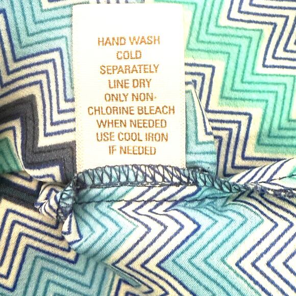LOVE, FIRE Blue & Teal Chevron Zig Zag Midi Dress, Size S - Picture 4 of 8